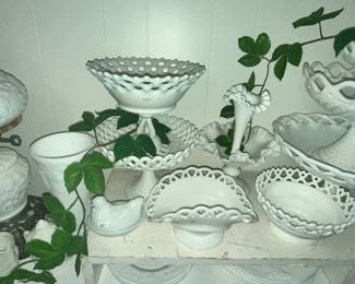 FOOTED DISHES, EPERGNE, OPENWORK LATTICE TRIM, MORE!