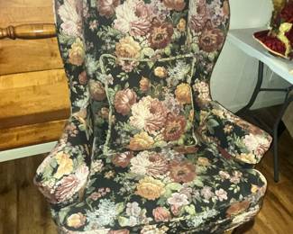 WE HAVE A MATCHED PAIR OF THESE TAPESTRY WING-BACK CHAIRS