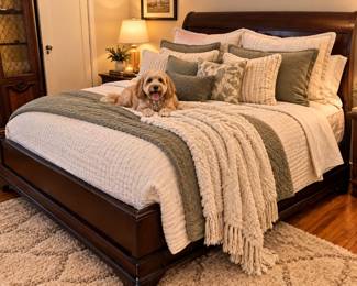 Cozy Bedroom Retreat with Happy Pup