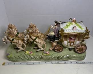 Porcelain Horse-Drawn Royal Carriage Figurine