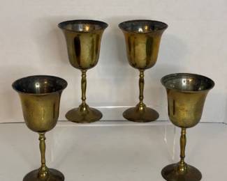 Brass Goblet Collection from India (4 pieces)