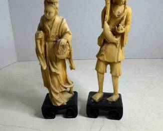 Pair of Asian-Style Carved Resin Figurines
