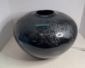 Art Glass Globular Vase with Iridescent Mottled Finish