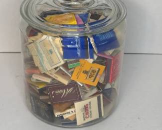 Vintage Advertising Matchbook Collection in Glass Apothecary Jar