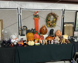 Fall decor throughout the warehouse.