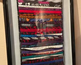 Framed mixed media textile banner