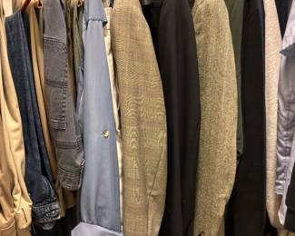Men’s sports coats, suits dress slacks, jeans, and casual pants, ski boots, jackets, and more
