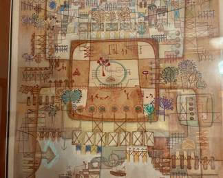 Frame print of a metropolis Limited edition lithograph by artist Heshi Yu