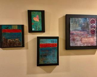 Abstract mixed media or collage art pieces