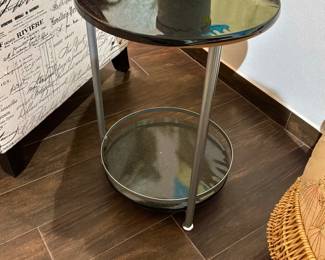Black round side table