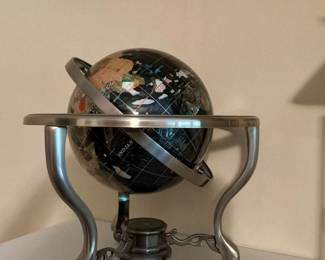 14 inch decorative gemstone in Laied world globe with stand