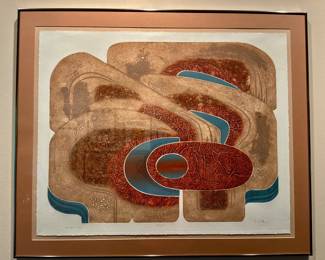 Vintage mid-century, modern abstract painting