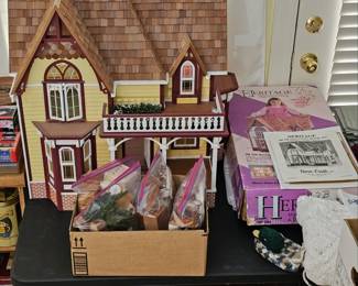 Beautiful Heritage Dura-Craft Assembled Doll House, and Vintage Doll House Furniture