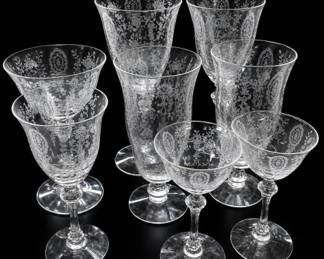 Etched Floral Glassware Group