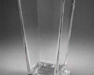 Large Clear Glass Square Vase