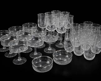 Etched Floral Glassware Large Assortment