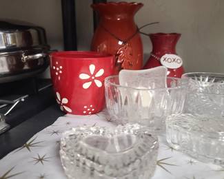Crystal dishes, trinket boxes