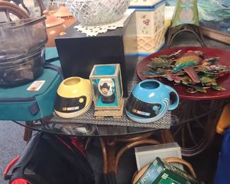 Nascar mugs, hand painted egg , Looks like a Petty family member