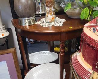 Vintage semi-circle table with shelf
