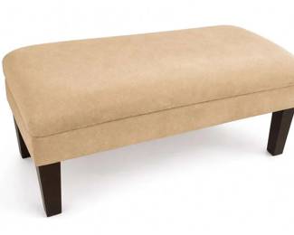 Upholstered Beige Bench Ottoman with Dark Wood Legs
Price: $75.00
Condition: Good
Rectangular bench or ottoman in beige/tan fabric with dark wood legs. Clean, contemporary styling; no visible tufting, lid hardware, or visible storage interior from this angle.