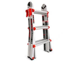 Little Giant Velocity multi-position aluminum folding ladder
Price: $160.00
Condition: Good
Folded aluminum Little Giant Velocity ladder with orange/red hinge and lock components, silver telescoping/multiposition frame, and black/orange branded rails. Best fit is a used multiposition ladder in the 13- to 17-foot class, but exact model number is not confirmed from the photo.