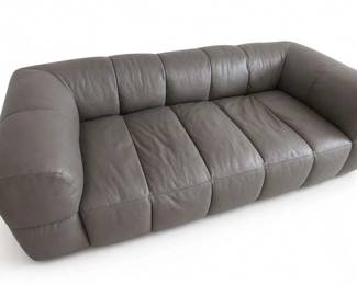 Grey Leather Like Three-Seat Sofa with Rolled Arms
Price: $575.00
Condition: Good
Grey Leather Like Three-Seat Sofa with Rolled Arms