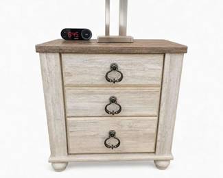 Distressed Wood 3-Drawer Nightstand with Ring Pulls Price: $150