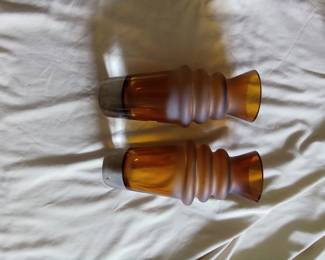Handmade in Poland Blown Amber Art Glass Vase ( there are 2 of them)