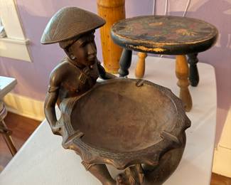 Large Carved Wooden Ashtray