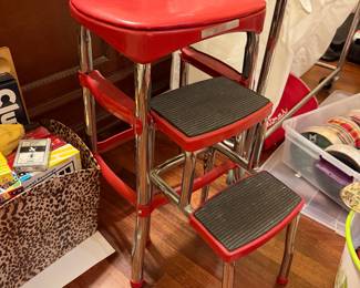 Vintage Red Folding Stool