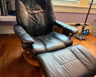 Black Chair and Ottomon made in Norway