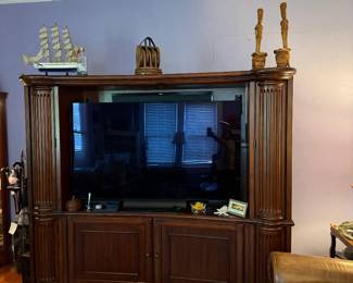 Large Media Center with hidden pull out storage compartments, lg TV
