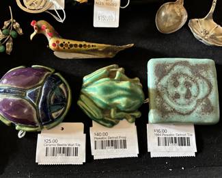 Ceramic Beetle Wall Tile, Pewabic Detroit Frog, 1984 Pewabic Detroit Tile