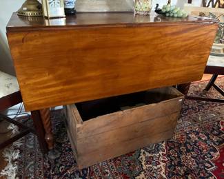 Wooden Drop-Leaf Table, Wooden Crate 