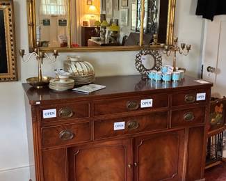 China Set, Candlestick Holders, Wall Mirror 