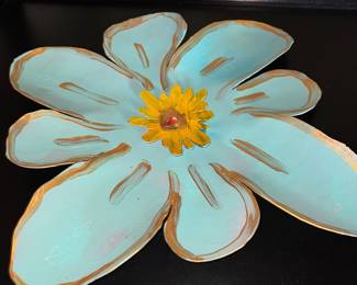 Art Decor hand painted turquoise flower decor