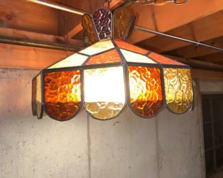 Vintage stained glass hanging lamp