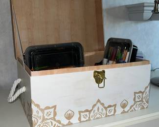 Decorative wooden storage trunk