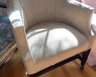 Traditional upholstered barrel chair