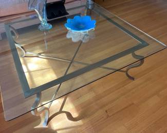 MCM square glass coffee table