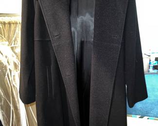 Classic black wool coat with oversized shawl collar