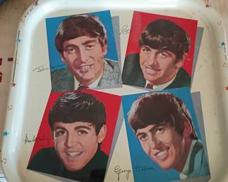 Vintage autographed Beatles tray