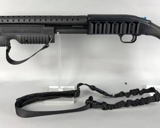 Mossberg 590 12 ga Pump Action Shotgun SN# V1721137, 14.5" Bbl, Crimson Trace, Streamlight TL-Racker Flashlight Pump, Side Saddle, Nylon Sling, In Soft Case