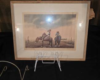 vintage pencil-signed offset lithograph print titled "The Goner" (circa 1979) by American Southwest artist Rocky Rodgers (1947–1997).