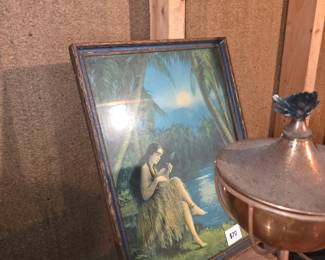 The selected region appears to show a vintage framed print titled "Hawaiian Melodies" (also known as "Hula Moon"), originally created by artist Rudolph F. Ingerle around 1923