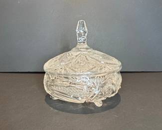 American Brilliant Period Cut Glass "Star of David" Pattern Covered Dish