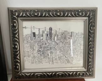 San Francisco Skyline Ink Drawing