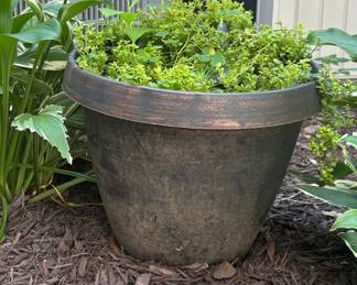Resin Tapered Planter with Faux Patina Finish