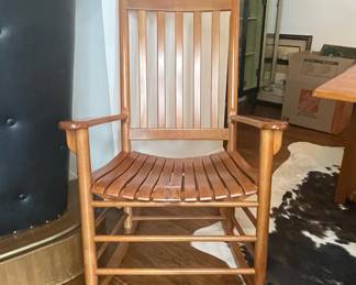 Wooden Slatted Rocking Chair