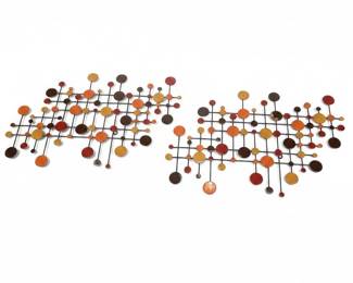 Mid-Century Modern Metal Wall Sculpture with Atomic Design